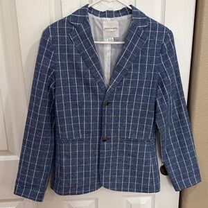 Janie and Jack Cadet Blue Tattersall Blazer - size 16